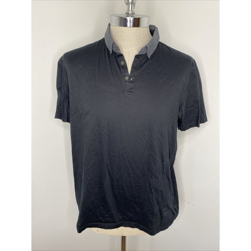 Ted Baker Shirt Mens 6 XL Black Polo Shirt Short Sleeve Collared Pocket